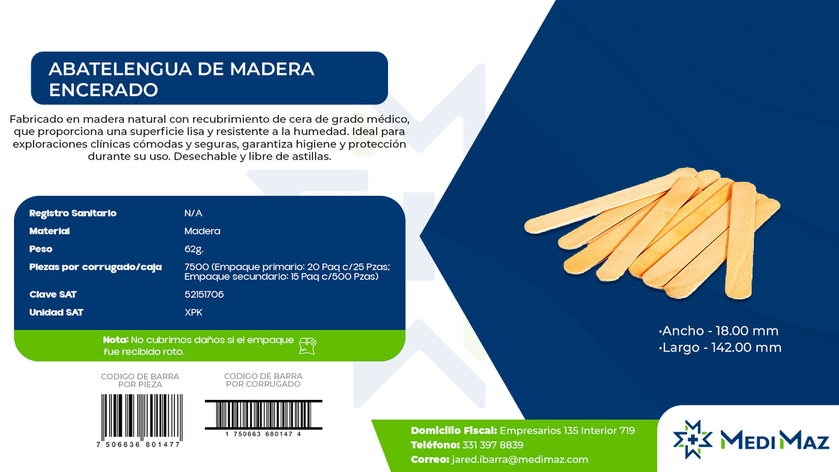 ABATELENGUA DE MADERA ENCERADO