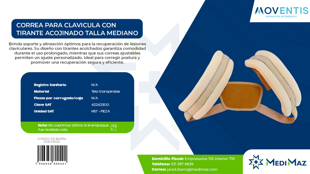 CORREA PARA CLAVICULA CON TIRANTE ACOJINADO