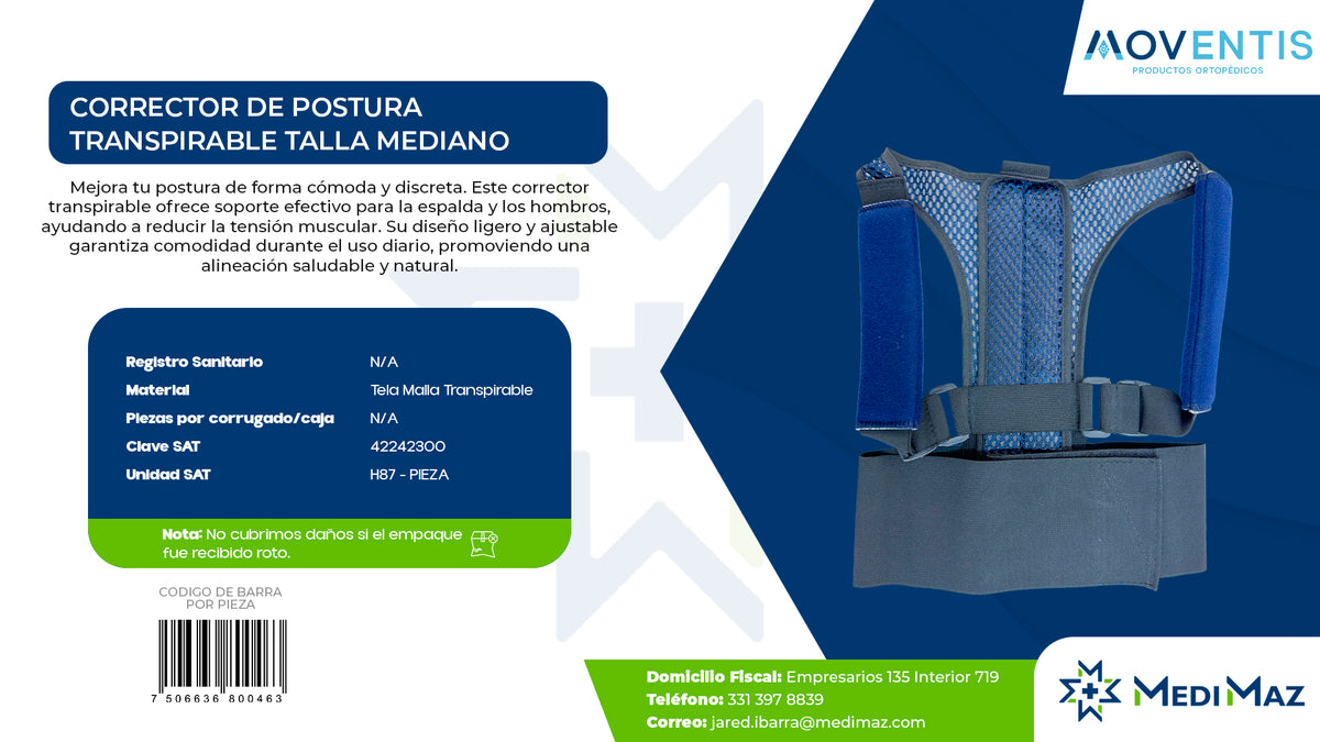 CORRECTOR DE POSTURA TRANSPIRABLE