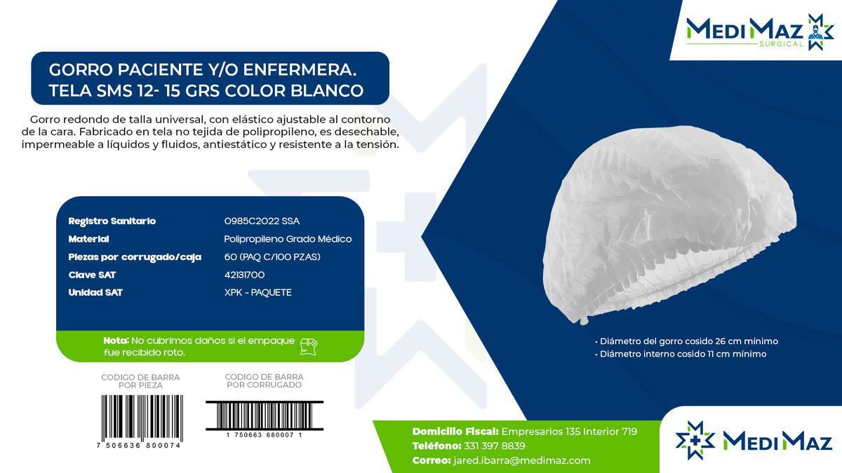 Gorro Paciente Blanco