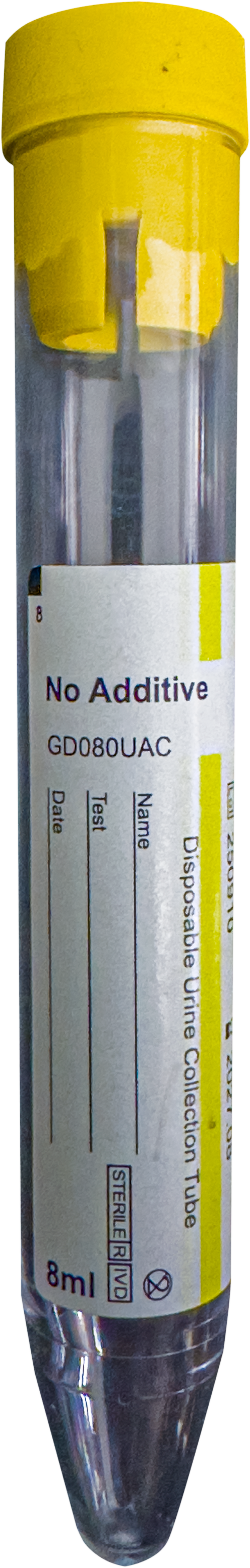 Tubo cónico de orina 8 ml sin aditivo, referencia GD080UAC
