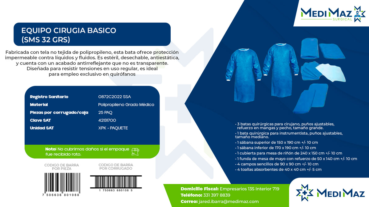 EQUIPO CIRUGIA BASICO (SMS 32 GRS)