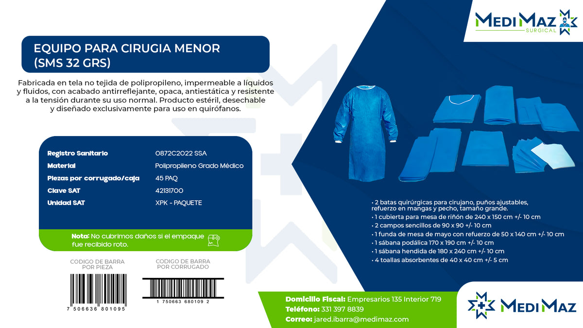 EQUIPO PARA CIRUGIA MENOR (SMS 32 GRS)