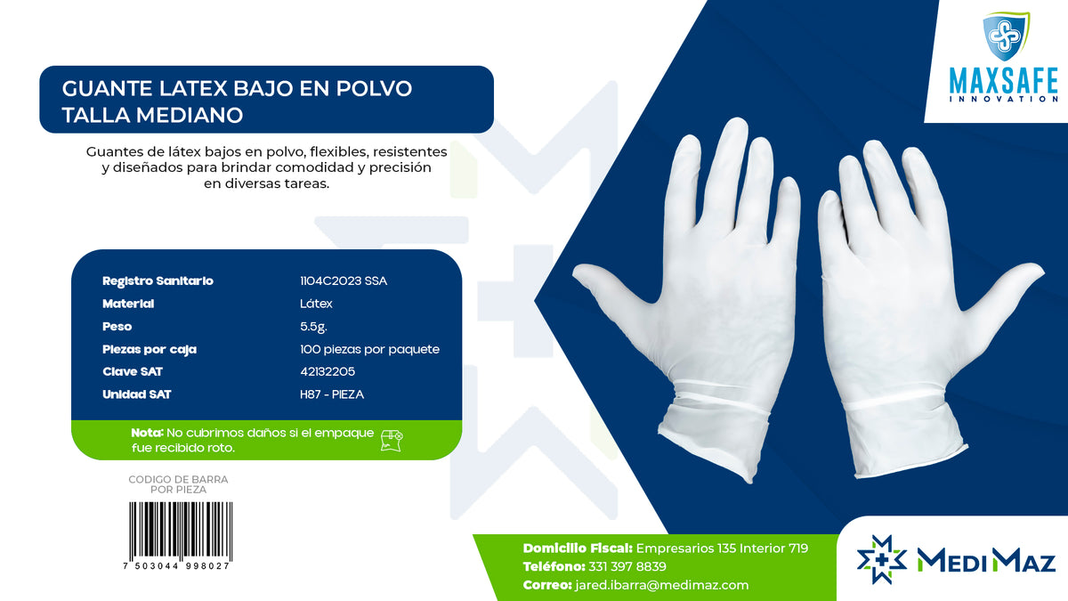 GUANTE LATEX BAJO EN POLVO TALLA