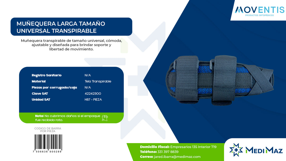 MUÑEQUERA LARGA TAMAÑO UNIVERSAL TRANSPIRABLE