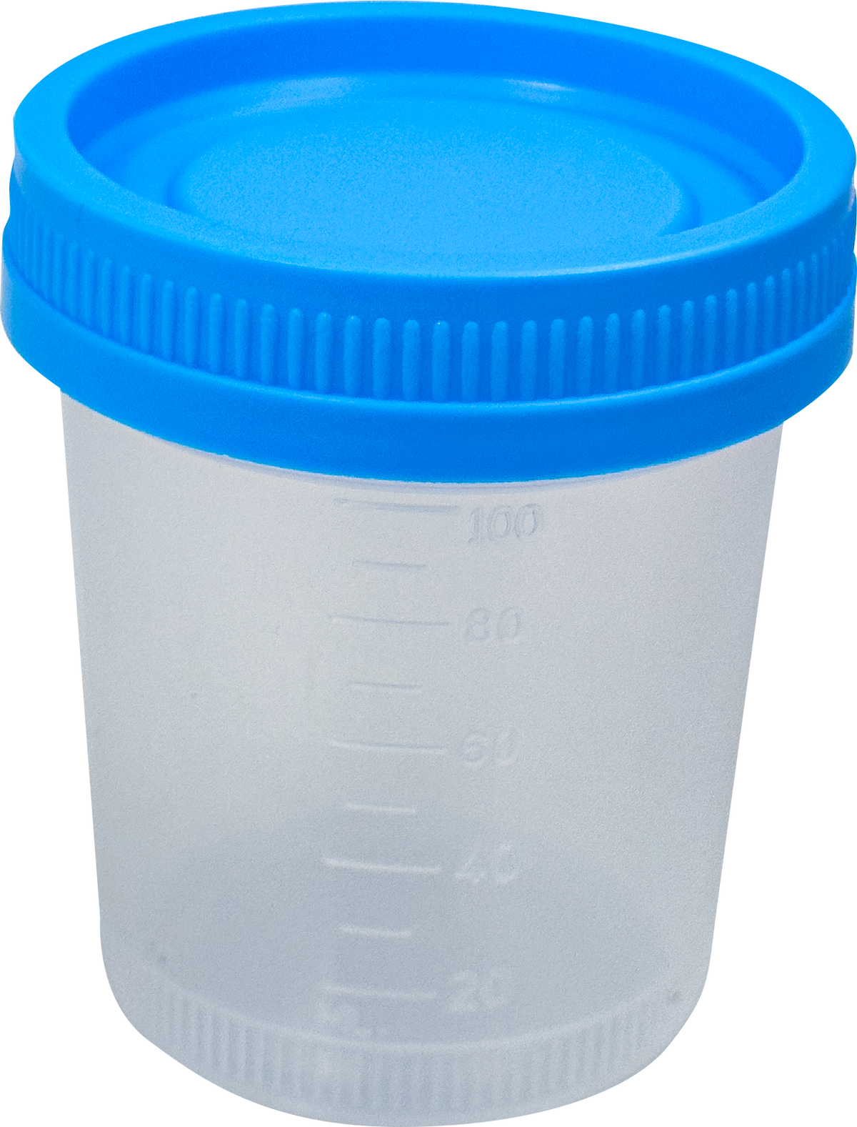 Vaso estéril premium tapa azul sin empaque, graduado 100 ml