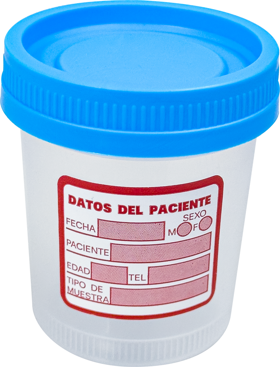 Vaso Recolector 100 ml Estéril Premium — Tapa Azul